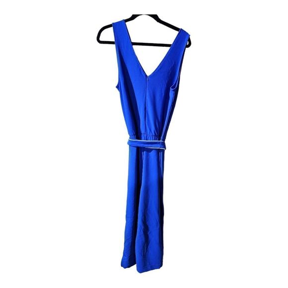 BOSTON PROPER Blue Sleeveless V-Neck Jumpsuit - Size Large - Picture 2 of 8